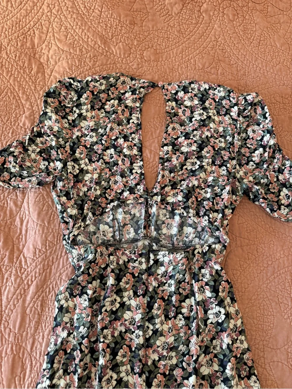 Abercrombie & Fitch Black Floral Maxi Dress with Pink and Cream Blooms